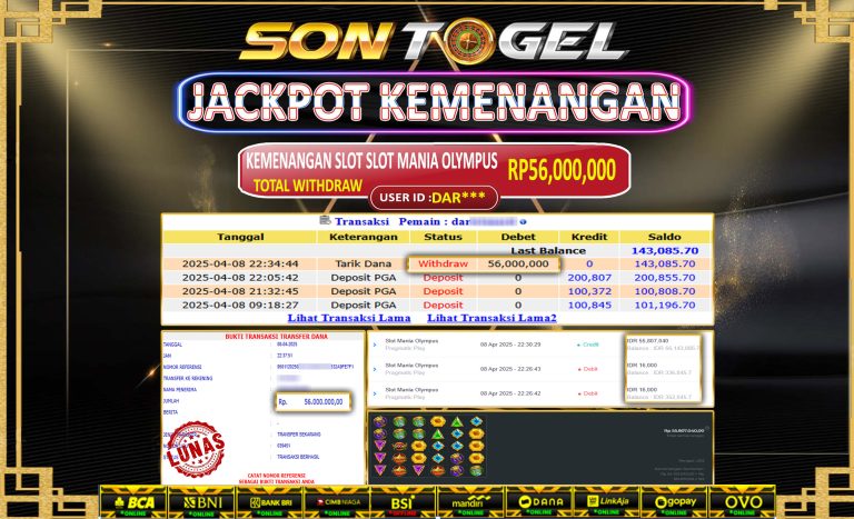 Bukti JP Sontogel kemenangan berapapun akan dibayarkan tuntas tanpa kekurangan sepersenpun langsung saja bermain disitus kami