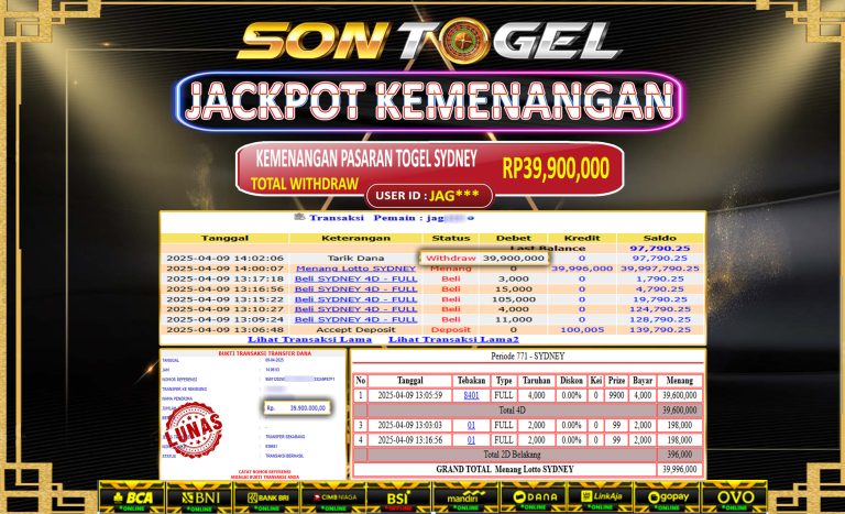 Bukti JP Sontogel kemenangan berapapun akan dibayarkan tuntas tanpa kekurangan sepersenpun langsung saja bermain disitus kami
