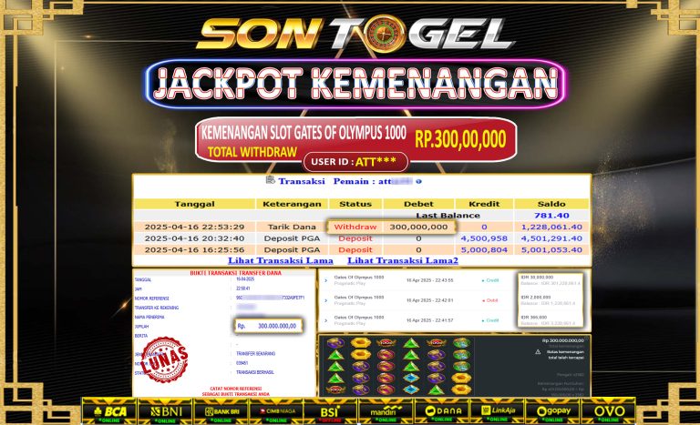 Bukti JP Sontogel kemenangan berapapun akan dibayarkan tuntas tanpa kekurangan sepersenpun langsung saja bermain disitus kami