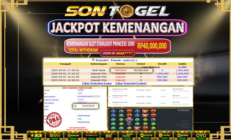 Bukti JP Sontogel kemenangan berapapun akan dibayarkan tuntas tanpa kekurangan sepersenpun langsung saja bermain disitus kami