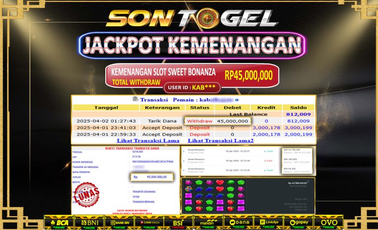 Bukti JP Sontogel kemenangan berapapun akan dibayarkan tuntas tanpa kekurangan sepersenpun langsung saja bermain disitus kami
