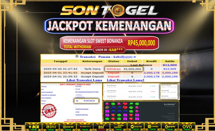Bukti JP Sontogel kemenangan berapapun akan dibayarkan tuntas tanpa kekurangan sepersenpun langsung saja bermain disitus kami