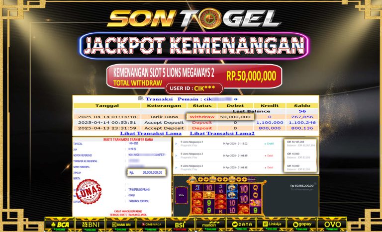 Bukti JP Sontogel kemenangan berapapun akan dibayarkan tuntas tanpa kekurangan sepersenpun langsung saja bermain disitus kami