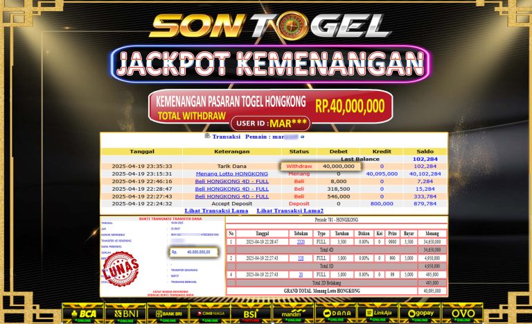 Bukti JP Sontogel kemenangan berapapun akan dibayarkan tuntas tanpa kekurangan sepersenpun langsung saja bermain disitus kami
