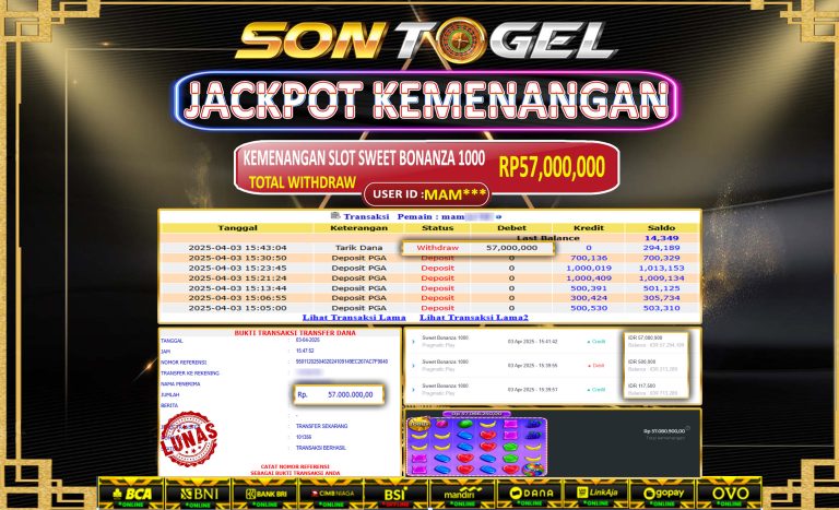 Bukti JP Sontogel kemenangan berapapun akan dibayarkan tuntas tanpa kekurangan sepersenpun langsung saja bermain disitus kami