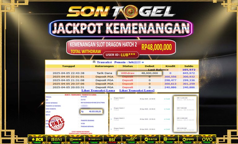 Bukti JP Sontogel kemenangan berapapun akan dibayarkan tuntas tanpa kekurangan sepersenpun langsung saja bermain disitus kami