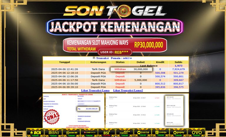 Bukti JP Sontogel kemenangan berapapun akan dibayarkan tuntas tanpa kekurangan sepersenpun langsung saja bermain disitus kami