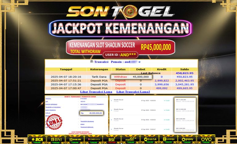 Bukti JP Sontogel kemenangan berapapun akan dibayarkan tuntas tanpa kekurangan sepersenpun langsung saja bermain disitus kami