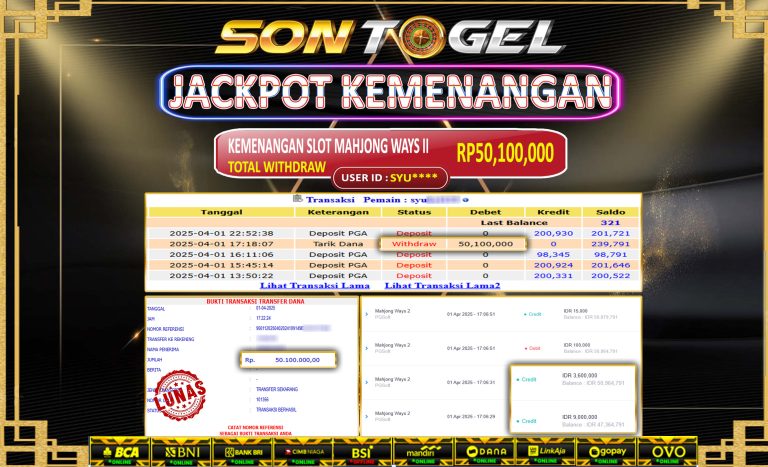 Bukti JP Sontogel kemenangan berapapun akan dibayarkan tuntas tanpa kekurangan sepersenpun langsung saja bermain disitus kami