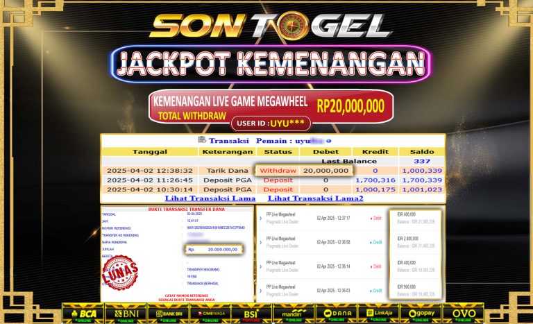 Bukti JP Sontogel kemenangan berapapun akan dibayarkan tuntas tanpa kekurangan sepersenpun langsung saja bermain disitus kami