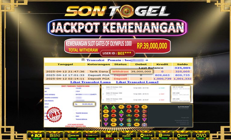 Bukti JP Sontogel kemenangan berapapun akan dibayarkan tuntas tanpa kekurangan sepersenpun langsung saja bermain disitus kami