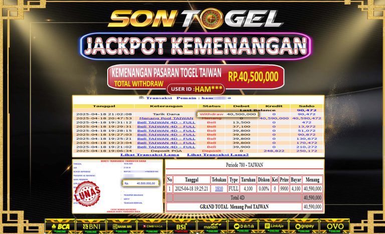 Bukti JP Sontogel kemenangan berapapun akan dibayarkan tuntas tanpa kekurangan sepersenpun langsung saja bermain disitus kami