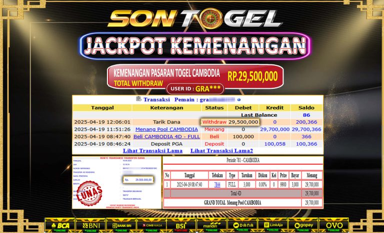 Bukti JP Sontogel kemenangan berapapun akan dibayarkan tuntas tanpa kekurangan sepersenpun langsung saja bermain disitus kami