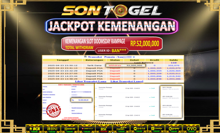Bukti JP Sontogel kemenangan berapapun akan dibayarkan tuntas tanpa kekurangan sepersenpun langsung saja bermain disitus kami
