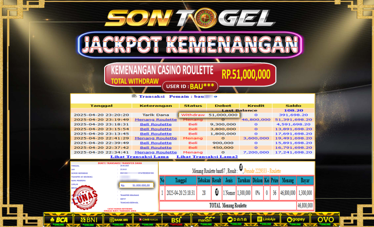 Bukti JP Sontogel kemenangan berapapun akan dibayarkan tuntas tanpa kekurangan sepersenpun langsung saja bermain disitus kami