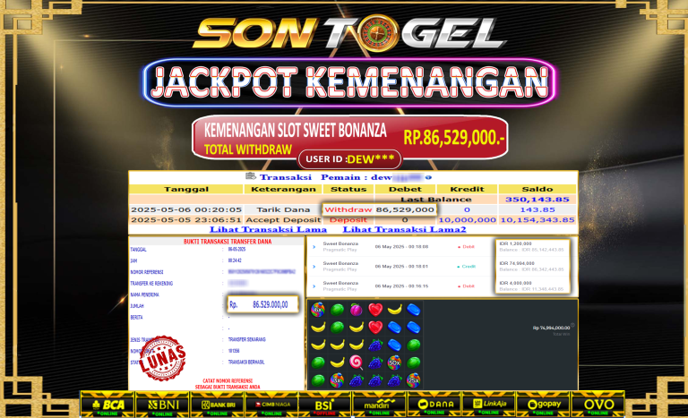 Bukti JP Sontogel kemenangan berapapun akan dibayarkan tuntas tanpa kekurangan sepersenpun langsung saja bermain disitus kami