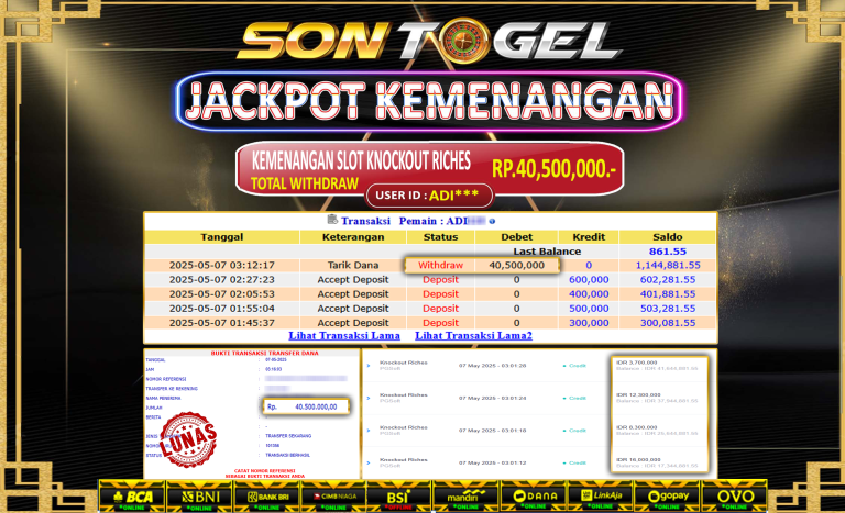 Bukti JP Sontogel kemenangan berapapun akan dibayarkan tuntas tanpa kekurangan sepersenpun langsung saja bermain disitus kami