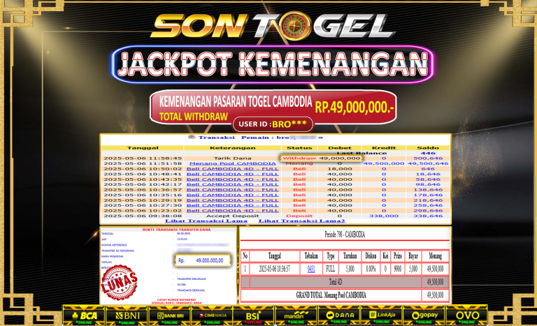 Bukti JP Sontogel kemenangan berapapun akan dibayarkan tuntas tanpa kekurangan sepersenpun langsung saja bermain disitus kami