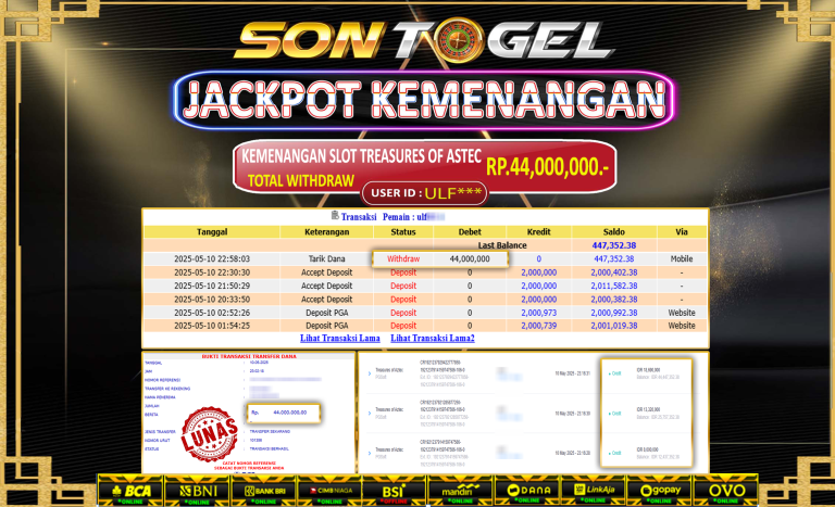 Bukti JP Sontogel kemenangan berapapun akan dibayarkan tuntas tanpa kekurangan sepersenpun langsung saja bermain disitus kami