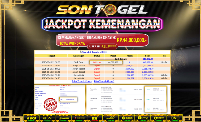 Bukti JP Sontogel kemenangan berapapun akan dibayarkan tuntas tanpa kekurangan sepersenpun langsung saja bermain disitus kami