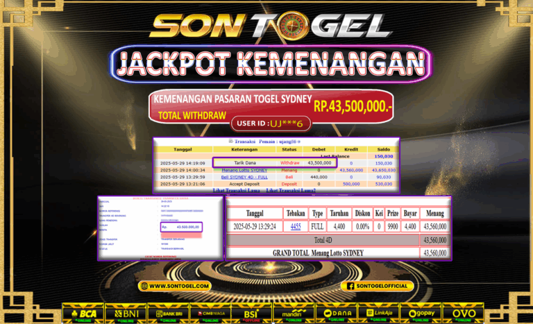 Bukti JP Sontogel kemenangan berapapun akan dibayarkan tuntas tanpa kekurangan sepersenpun langsung saja bermain disitus kami