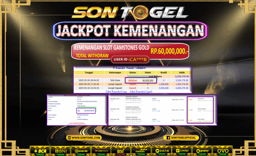 Bukti JP Sontogel kemenangan berapapun akan dibayarkan tuntas tanpa kekurangan sepersenpun langsung saja bermain disitus kami