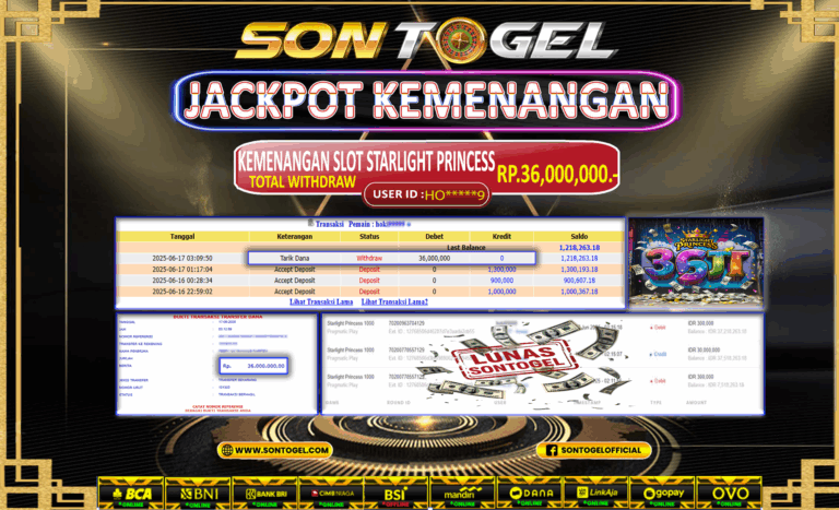 Bukti JP Sontogel kemenangan berapapun akan dibayarkan tuntas tanpa kekurangan sepersenpun langsung saja bermain disitus kami