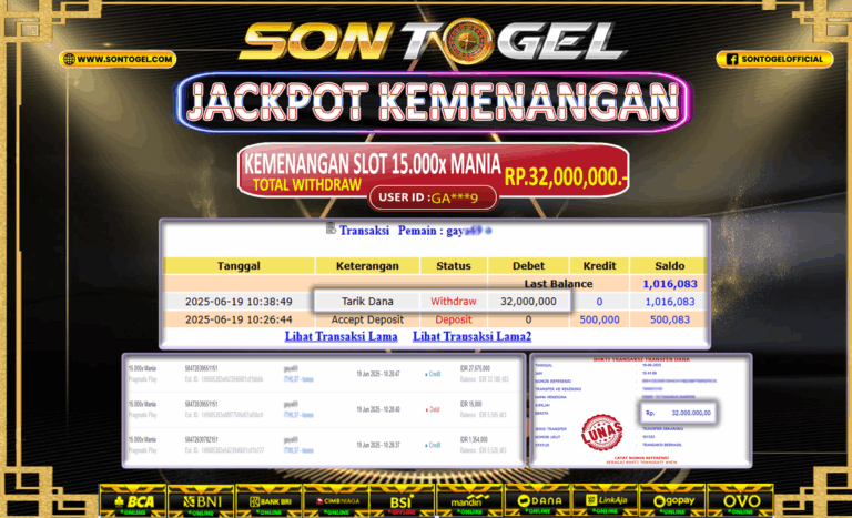 Bukti JP Sontogel kemenangan berapapun akan dibayarkan tuntas tanpa kekurangan sepersenpun langsung saja bermain disitus kami
