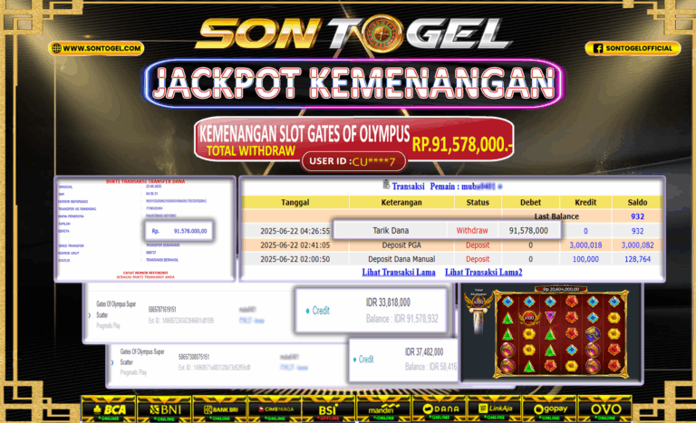 Bukti JP Sontogel kemenangan berapapun akan dibayarkan tuntas tanpa kekurangan sepersenpun langsung saja bermain disitus kami