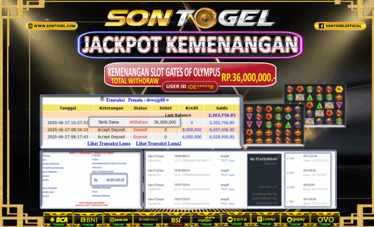 Bukti JP Sontogel kemenangan berapapun akan dibayarkan tuntas tanpa kekurangan sepersenpun langsung saja bermain disitus kami