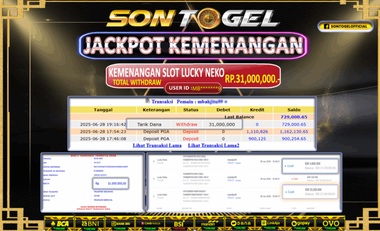 Bukti JP Sontogel kemenangan berapapun akan dibayarkan tuntas tanpa kekurangan sepersenpun langsung saja bermain disitus kami