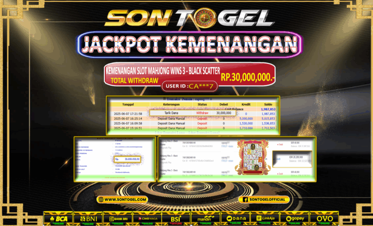 Bukti JP Sontogel kemenangan berapapun akan dibayarkan tuntas tanpa kekurangan sepersenpun langsung saja bermain disitus kami