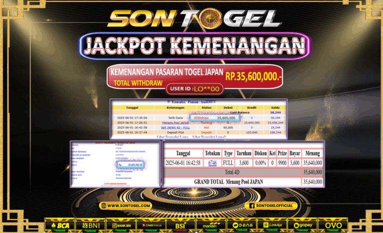 Bukti JP Sontogel kemenangan berapapun akan dibayarkan tuntas tanpa kekurangan sepersenpun langsung saja bermain disitus kami
