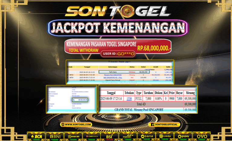 Bukti JP Sontogel kemenangan berapapun akan dibayarkan tuntas tanpa kekurangan sepersenpun langsung saja bermain disitus kami