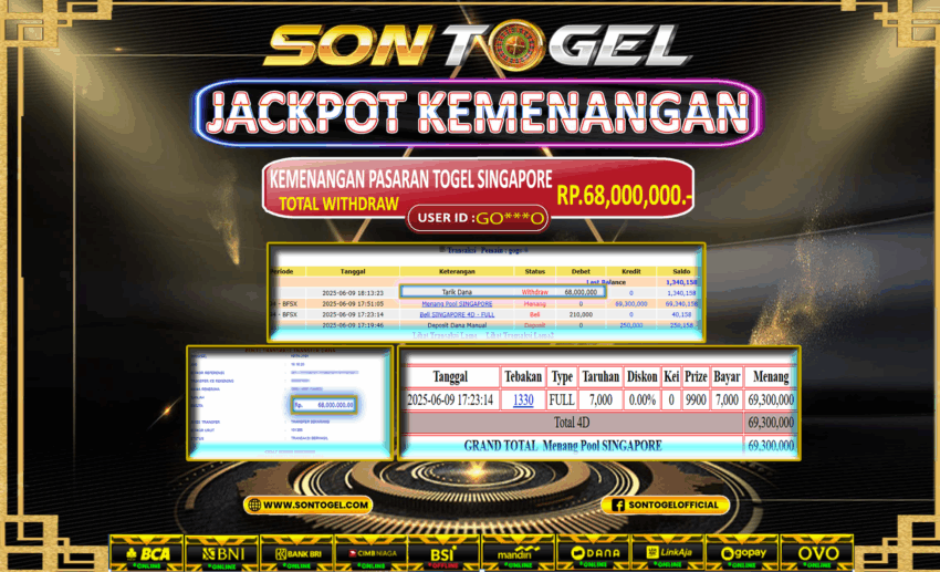 Bukti JP Sontogel kemenangan berapapun akan dibayarkan tuntas tanpa kekurangan sepersenpun langsung saja bermain disitus kami