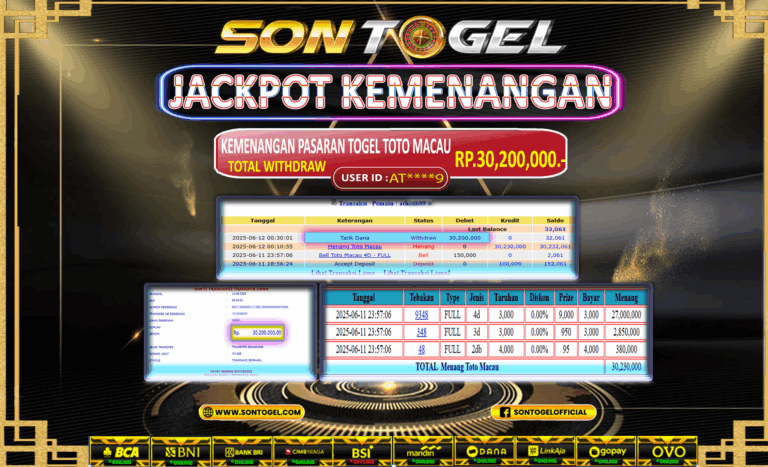 Bukti JP Sontogel kemenangan berapapun akan dibayarkan tuntas tanpa kekurangan sepersenpun langsung saja bermain disitus kami