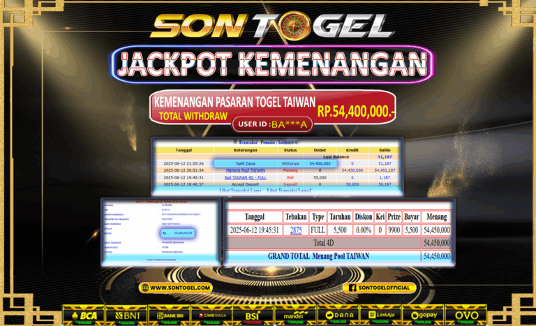 Bukti JP Sontogel kemenangan berapapun akan dibayarkan tuntas tanpa kekurangan sepersenpun langsung saja bermain disitus kami