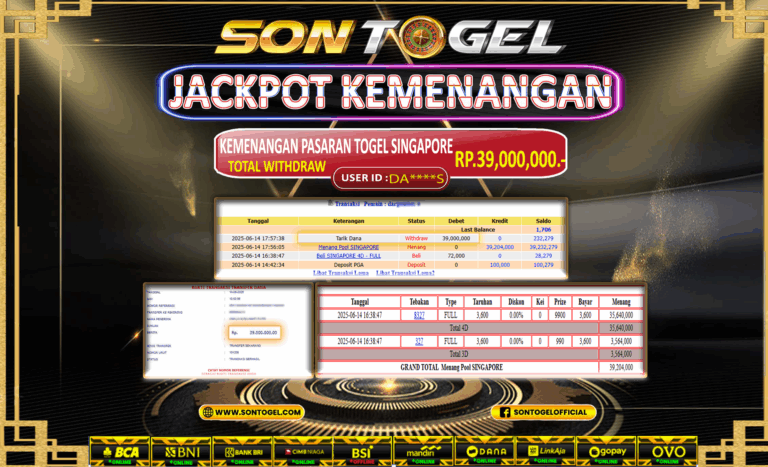 Bukti JP Sontogel kemenangan berapapun akan dibayarkan tuntas tanpa kekurangan sepersenpun langsung saja bermain disitus kami
