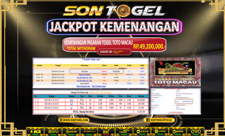 Bukti JP Sontogel kemenangan berapapun akan dibayarkan tuntas tanpa kekurangan sepersenpun langsung saja bermain disitus kami