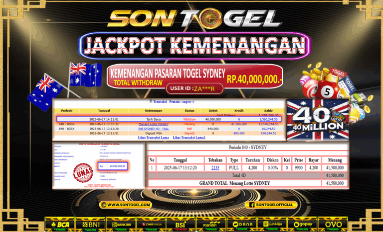 Bukti JP Sontogel kemenangan berapapun akan dibayarkan tuntas tanpa kekurangan sepersenpun langsung saja bermain disitus kami