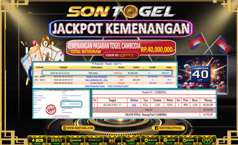 Bukti JP Sontogel kemenangan berapapun akan dibayarkan tuntas tanpa kekurangan sepersenpun langsung saja bermain disitus kami