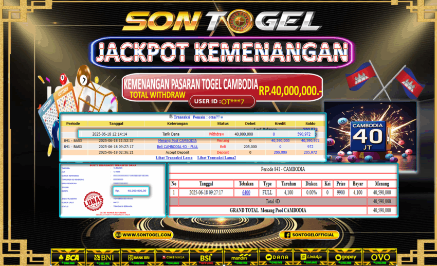 Bukti JP Sontogel kemenangan berapapun akan dibayarkan tuntas tanpa kekurangan sepersenpun langsung saja bermain disitus kami