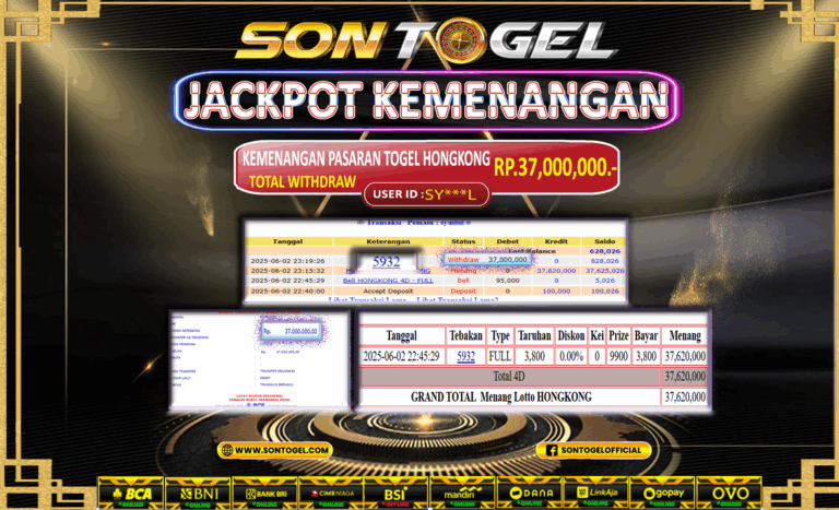 Bukti JP Sontogel kemenangan berapapun akan dibayarkan tuntas tanpa kekurangan sepersenpun langsung saja bermain disitus kami