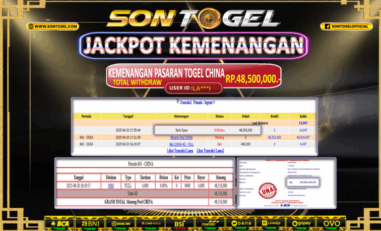 Bukti JP Sontogel kemenangan berapapun akan dibayarkan tuntas tanpa kekurangan sepersenpun langsung saja bermain disitus kami