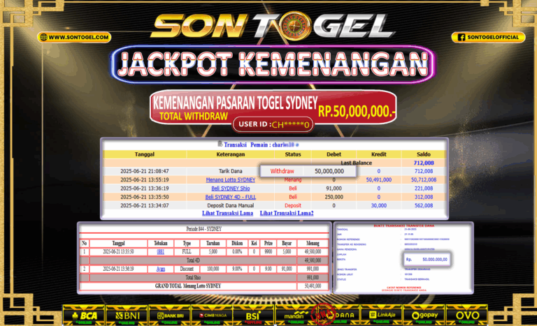 Bukti JP Sontogel kemenangan berapapun akan dibayarkan tuntas tanpa kekurangan sepersenpun langsung saja bermain disitus kami