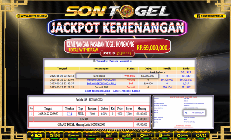 Bukti JP Sontogel kemenangan berapapun akan dibayarkan tuntas tanpa kekurangan sepersenpun langsung saja bermain disitus kami