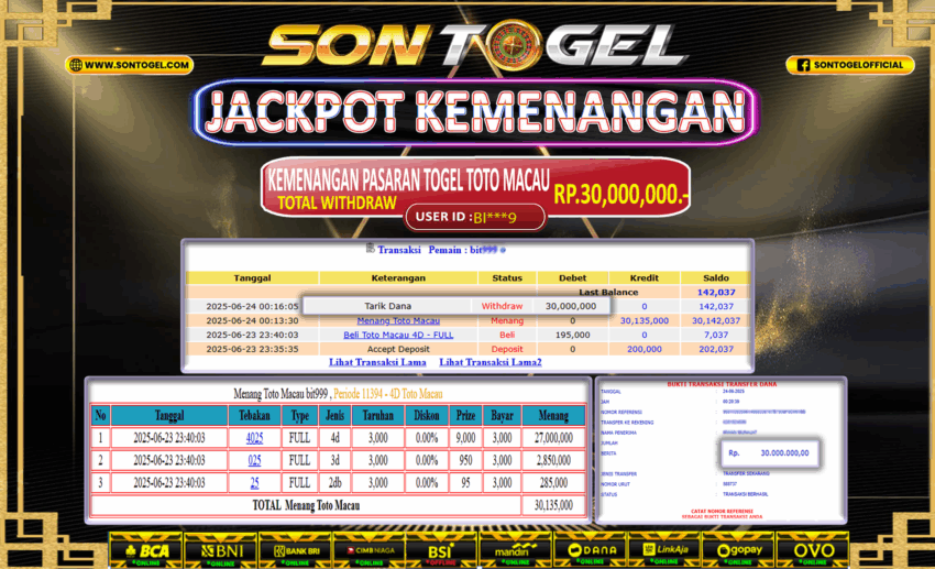 Bukti JP Sontogel kemenangan berapapun akan dibayarkan tuntas tanpa kekurangan sepersenpun langsung saja bermain disitus kami