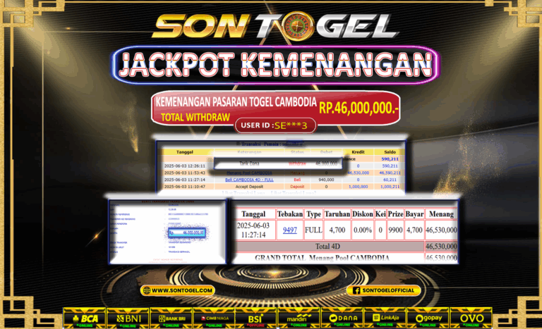 Bukti JP Sontogel kemenangan berapapun akan dibayarkan tuntas tanpa kekurangan sepersenpun langsung saja bermain disitus kami