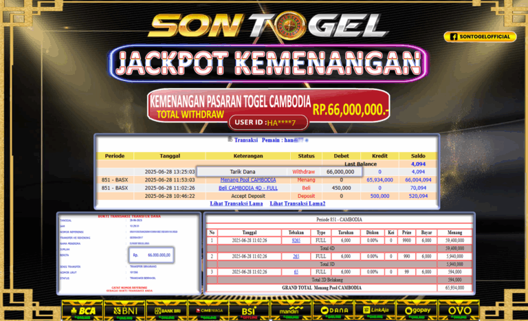 Bukti JP Sontogel kemenangan berapapun akan dibayarkan tuntas tanpa kekurangan sepersenpun langsung saja bermain disitus kami
