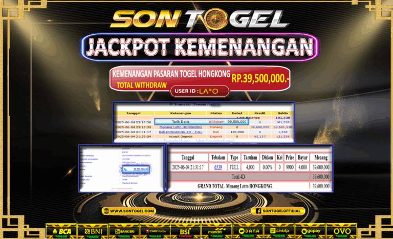 Bukti JP Sontogel kemenangan berapapun akan dibayarkan tuntas tanpa kekurangan sepersenpun langsung saja bermain disitus kami
